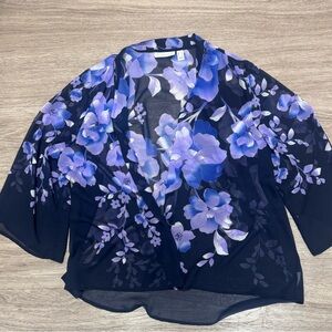 Floral Purple Sheer Kimono Cardigan Women’s LARGE